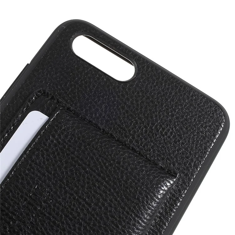 PU Leather Coated TPU Kickstand Card Holder Case for Huawei Honor V10/View 10 - Black