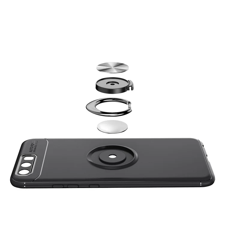 Fingerring Kickstand Tpu-hülle Für Huawei P10 (eingebaute Metallblech) - Schwarz