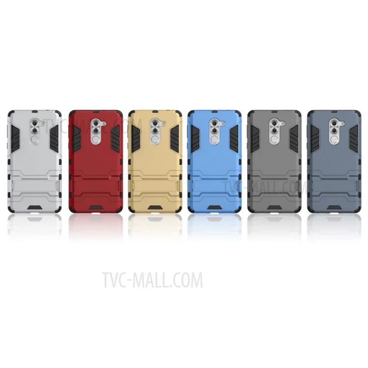 50Pcs/Set Cool Guard Plastic + TPU Kickstand Phone Case for Huawei Honor 6x (2016)/Mate 9 Lite/GR5 2017 - Silver