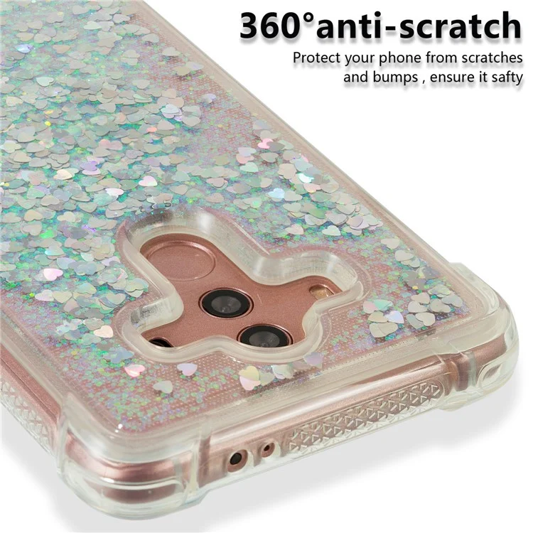 For Huawei Mate 10 Pro Moving Glitter Powder Sequins TPU Shockproof Case - Silver