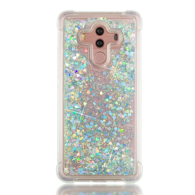 For Huawei Mate 10 Pro Moving Glitter Powder Sequins TPU Shockproof Case - Silver