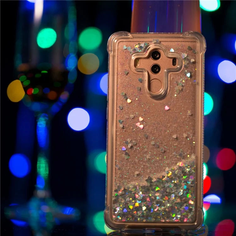 For Huawei Mate 10 Pro Moving Glitter Powder Sequins TPU Shockproof Case - Silver