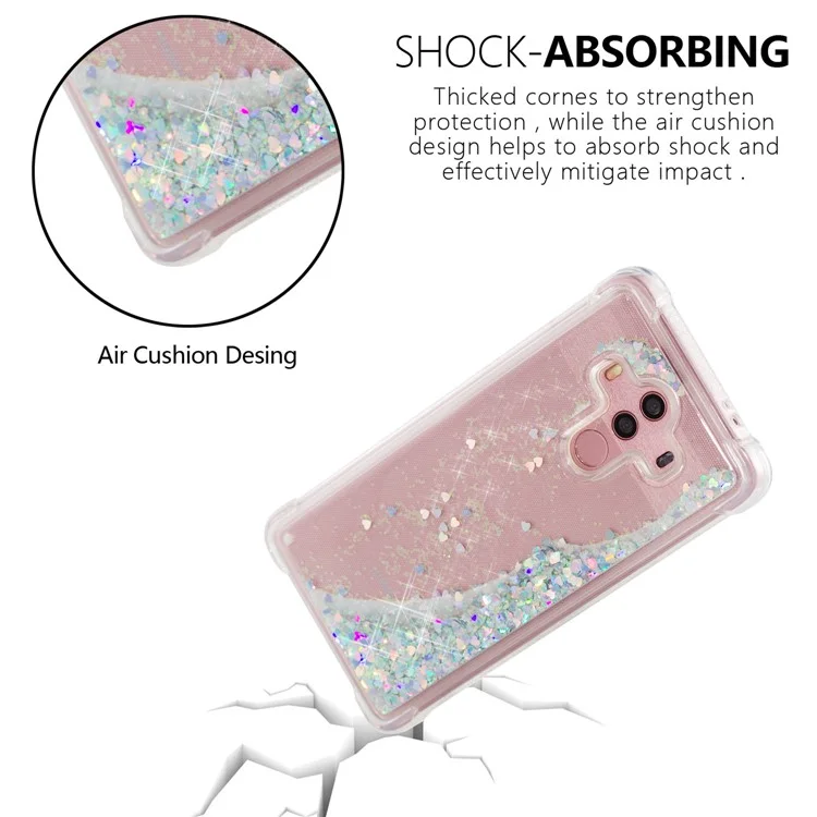 For Huawei Mate 10 Pro Moving Glitter Powder Sequins TPU Shockproof Case - Silver