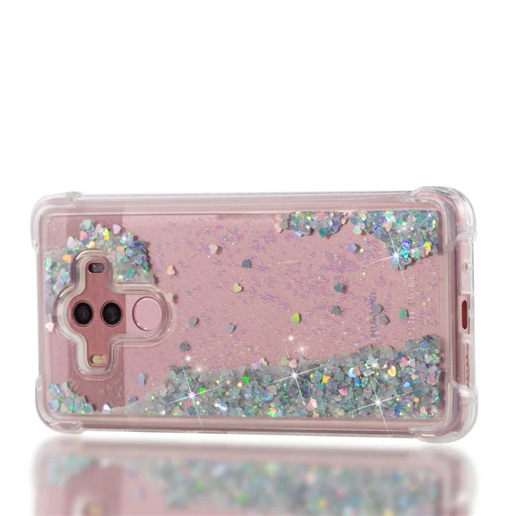 For Huawei Mate 10 Pro Moving Glitter Powder Sequins TPU Shockproof Case - Silver