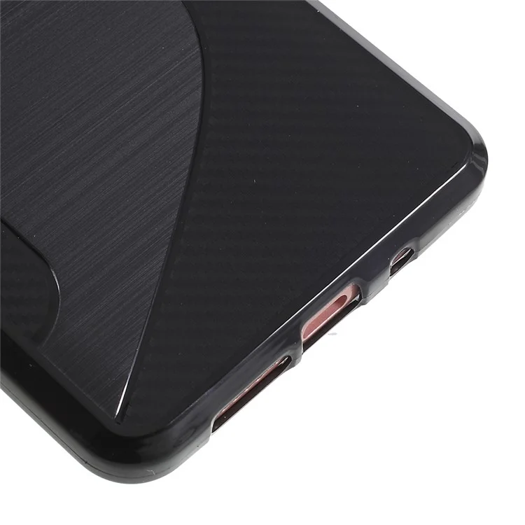 100Pcs/Set Carbon Fiber Brushed S Shape TPU Mobile Phone Case for Huawei Mate 10 Pro - Black