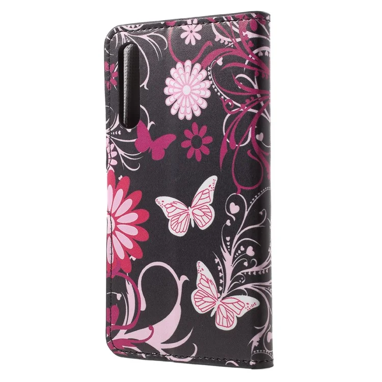 Pattern Printing Wallet Stand Leather Case for Huawei P20 - Butterfly and Flower