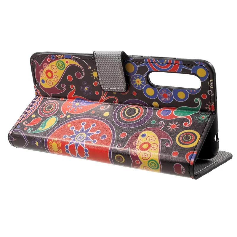 Pattern Printing Wallet Stand Leather Cover for Huawei P20 - Paisley Flowers