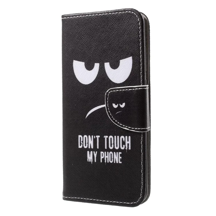 Pattern Printing Leather Wallet Cover for Huawei P20 - Do not Touch My Phone