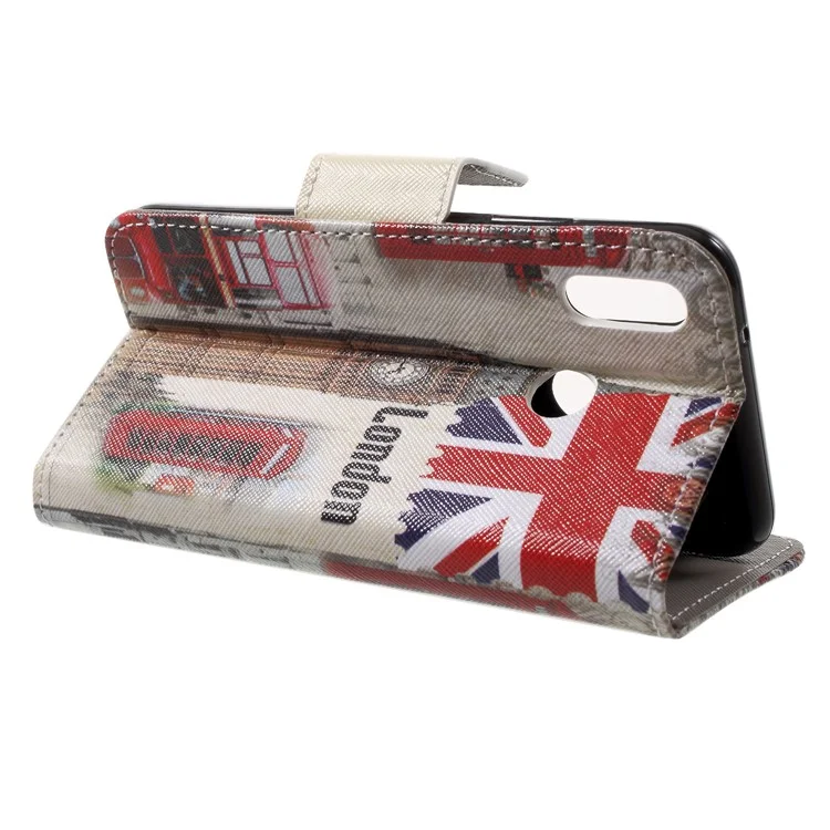 For Huawei P20 Lite / Nova 3e Pattern Printing Leather Wallet Stand Case Accessory - Big Ben and UK Flag