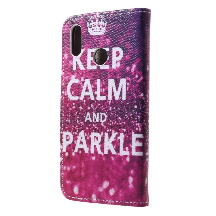 For Huawei P20 Lite / Nova 3e Pattern Printing Leather Wallet Phone Protective Flip Case - Quote Keep Calm and Sparkle