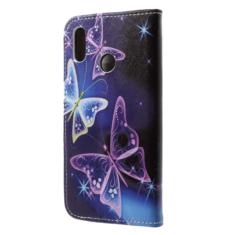 Pattern Printing Leather Wallet Phone Case with Card Holders for Huawei P20 Lite / Nova 3e - Vivid Butterflies