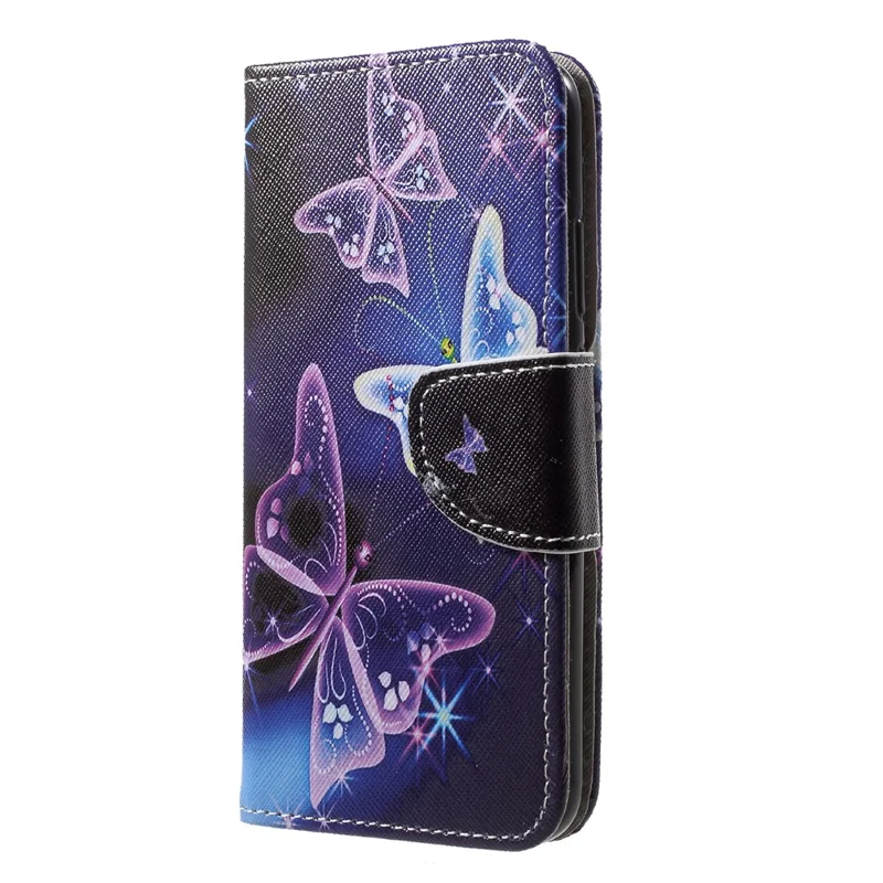 Pattern Printing Leather Wallet Phone Case with Card Holders for Huawei P20 Lite / Nova 3e - Vivid Butterflies