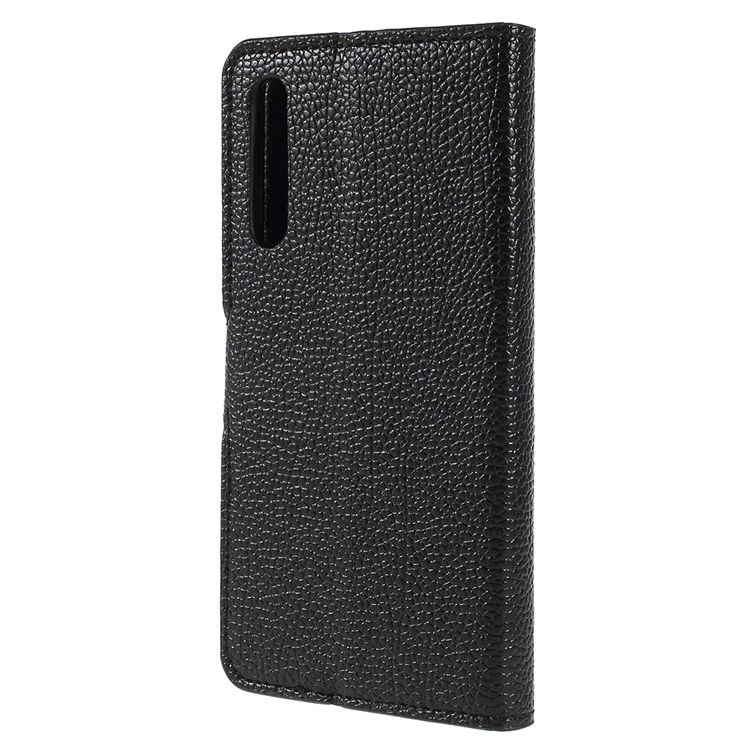 Litchi Texture Stand Leather Wallet Phone Case for Huawei P20 Pro - Black