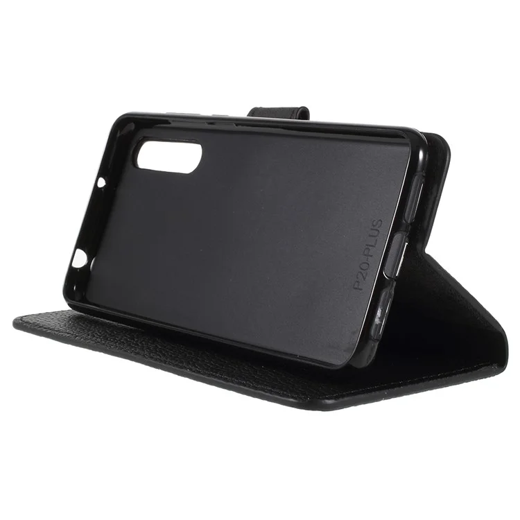 Litchi Texture Stand Leather Wallet Phone Case for Huawei P20 Pro - Black