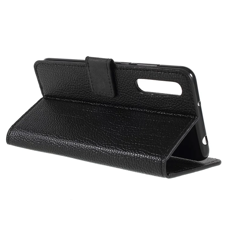Litchi Texture Stand Leather Wallet Phone Case for Huawei P20 Pro - Black