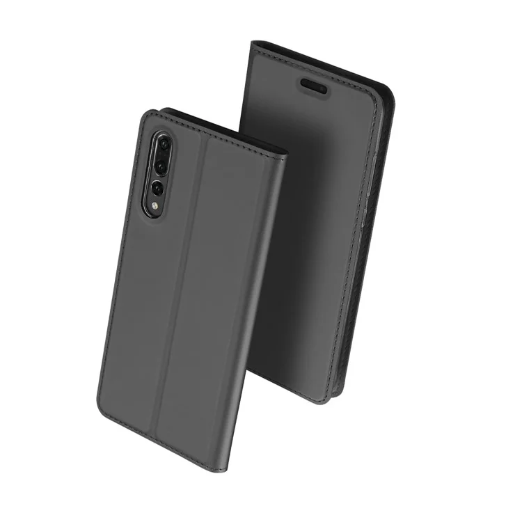 DUX DUCIS Skin Pro Series Card Holder Stand Leather Mobile Case for Huawei P20 Pro - Grey