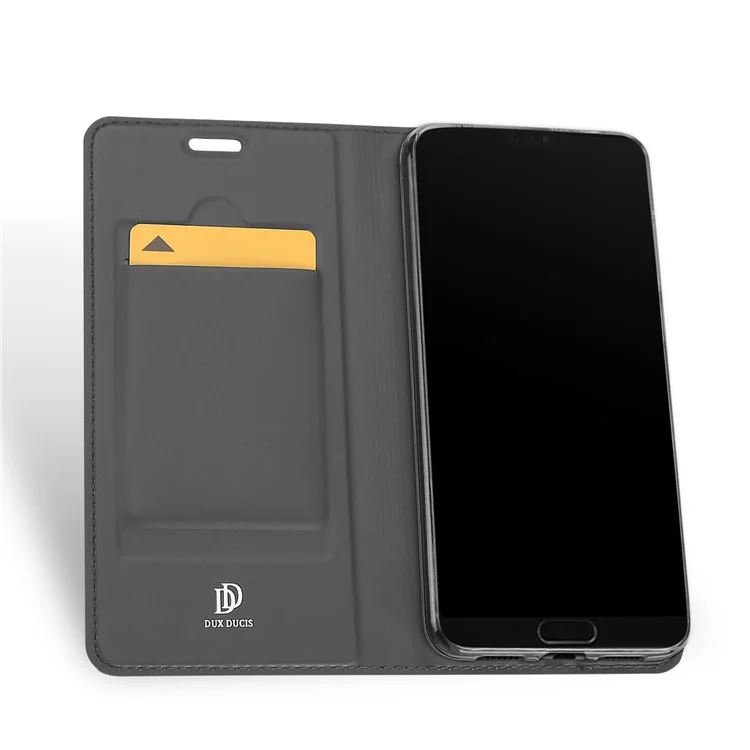 DUX DUCIS Skin Pro Series Card Holder Stand Leather Mobile Case for Huawei P20 Pro - Grey