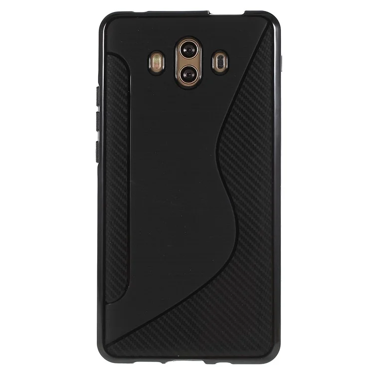 100Pcs/Set S Shape Carbon Fiber Brushed TPU Case for Huawei Mate 10 - Black