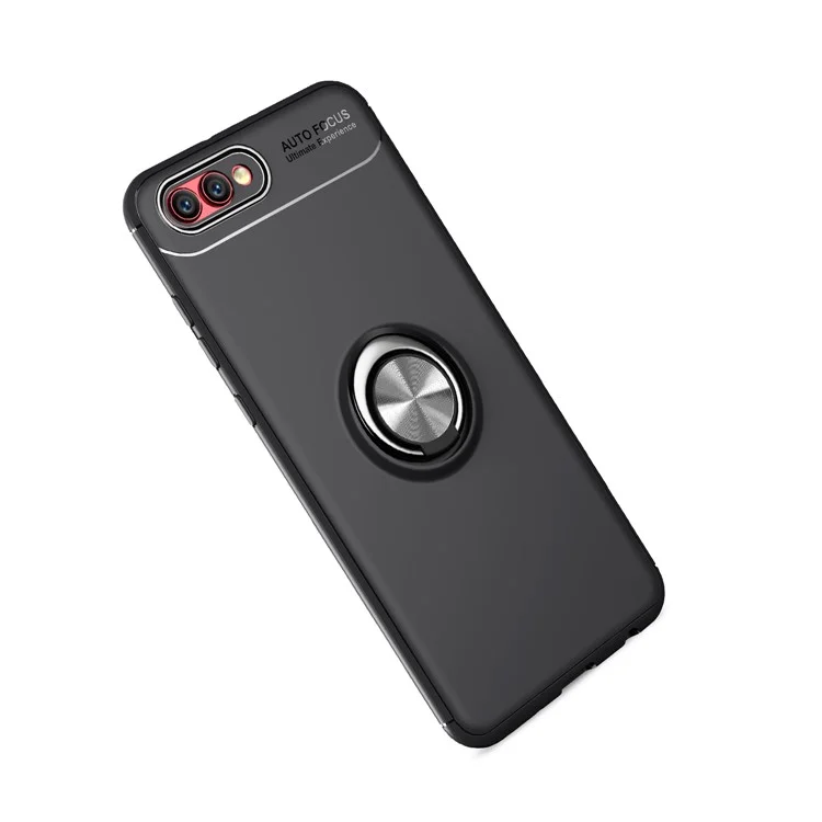 Anel de Dedo Magnético Kickstand TPU Casel Case Shell Para Huawei Honor V10 / Ver 10 - Preto / Cinza