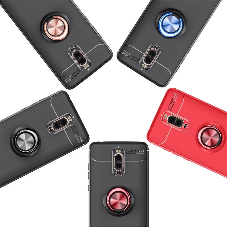 Finger Ring Kickstand TPU Case for Huawei Mate 9 Pro (Built-in Magnetic Holder Metal Sheet) - Black