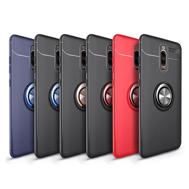 Finger Ring Kickstand TPU Case for Huawei Mate 9 Pro (Built-in Magnetic Holder Metal Sheet) - Black