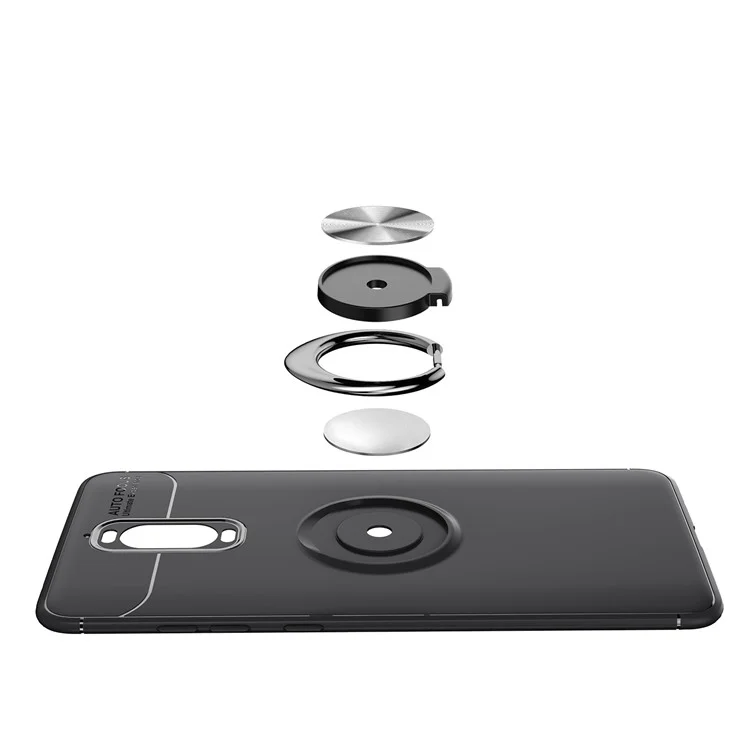 Finger Ring Kickstand TPU Case for Huawei Mate 9 Pro (Built-in Magnetic Holder Metal Sheet) - Black