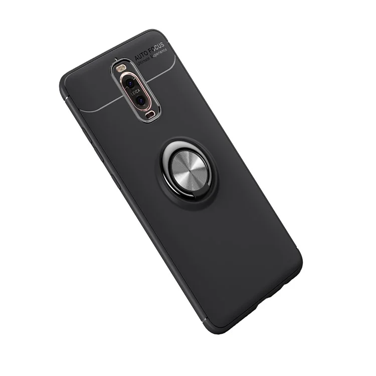 Finger Ring Kickstand TPU Case for Huawei Mate 9 Pro (Built-in Magnetic Holder Metal Sheet) - Black