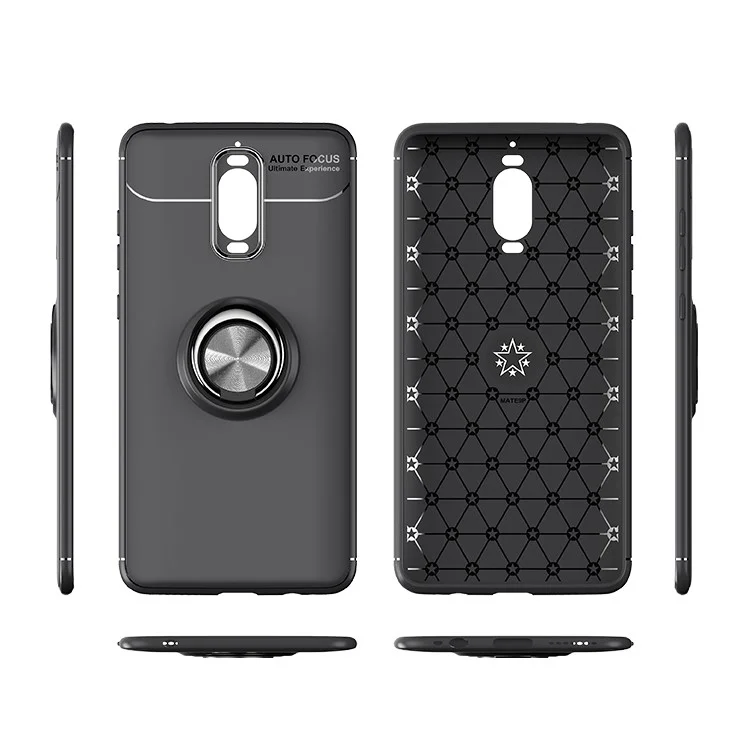 Finger Ring Kickstand TPU Case for Huawei Mate 9 Pro (Built-in Magnetic Holder Metal Sheet) - Black