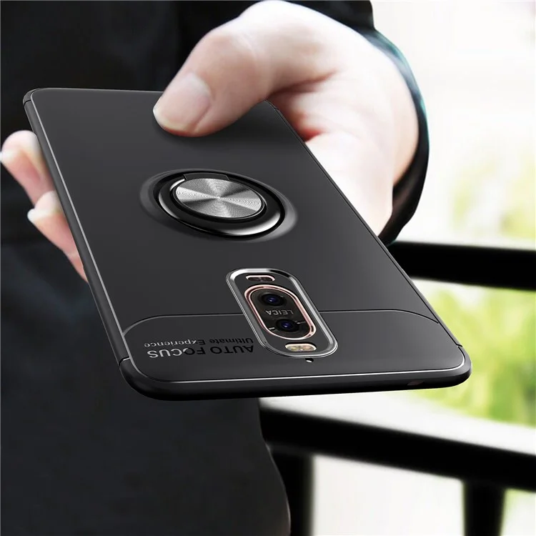 Finger Ring Kickstand TPU Case for Huawei Mate 9 Pro (Built-in Magnetic Holder Metal Sheet) - Black