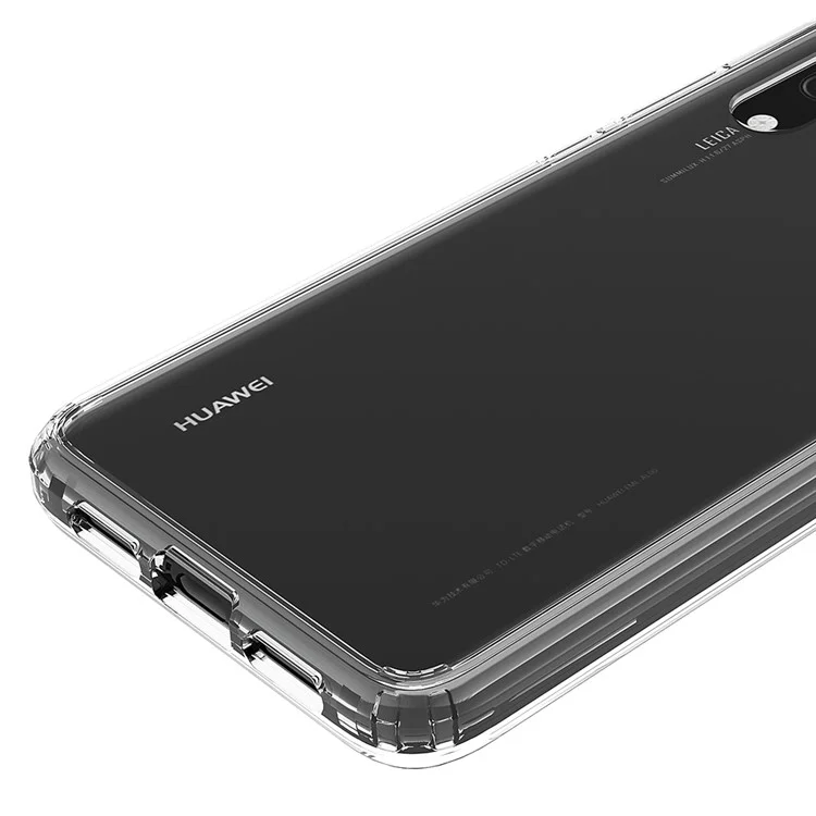 100PCS/Lot Crystal Clear Acrylic + TPU Hybrid Case for Huawei P20 - Transparent