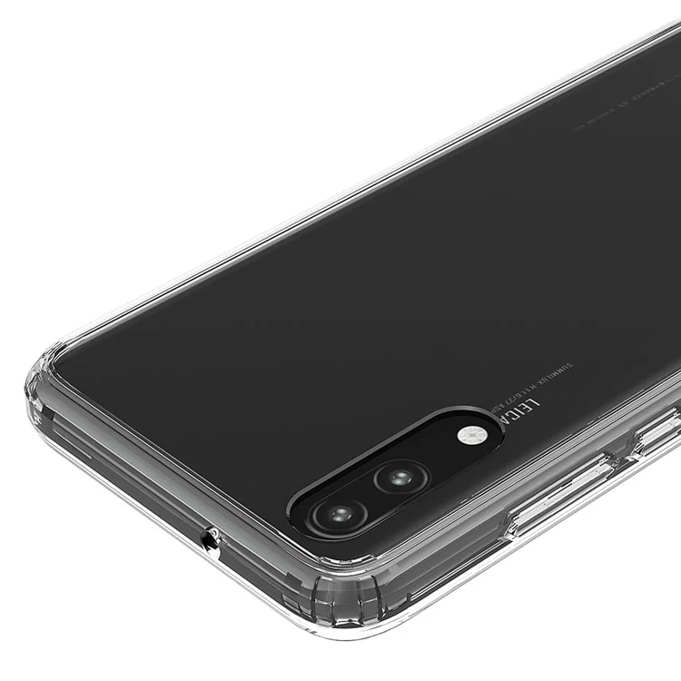100PCS/Lot Crystal Clear Acrylic + TPU Hybrid Case for Huawei P20 - Transparent