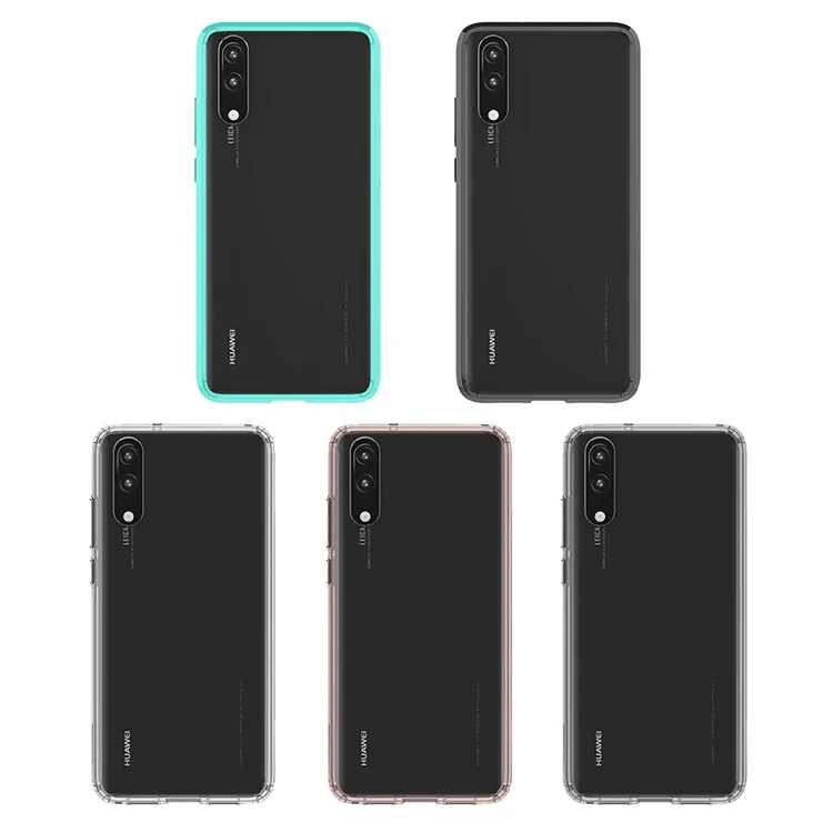 100PCS/Lot Crystal Clear Acrylic + TPU Hybrid Case for Huawei P20 - Transparent
