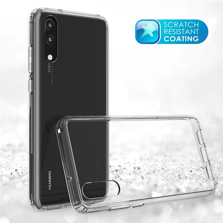 100PCS/Lot Crystal Clear Acrylic + TPU Hybrid Case for Huawei P20 - Transparent