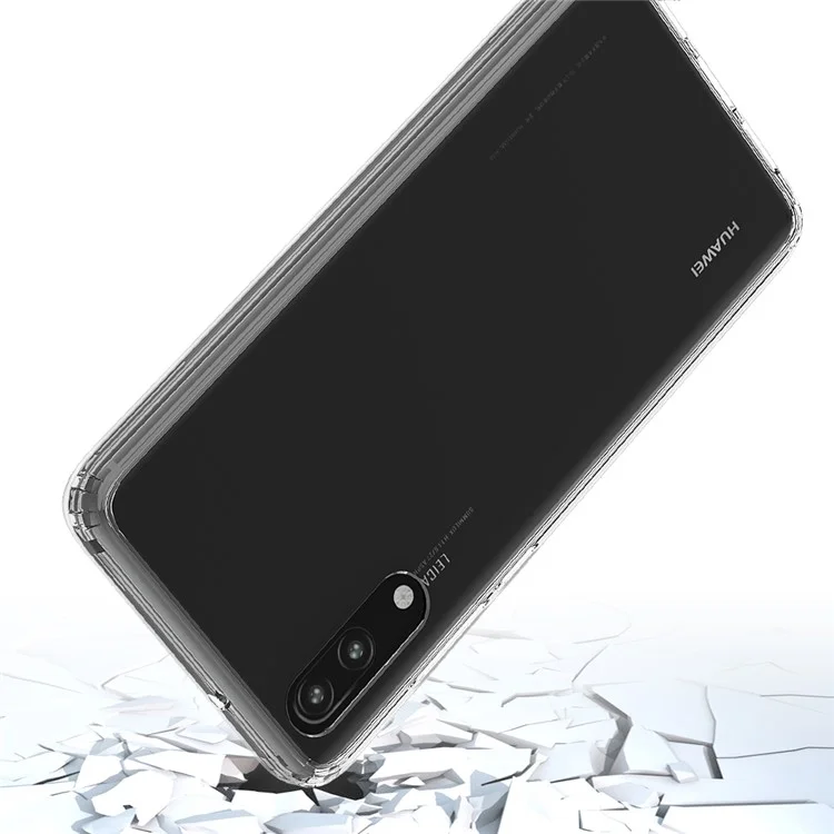 100PCS/Lot Crystal Clear Acrylic + TPU Hybrid Case for Huawei P20 - Transparent