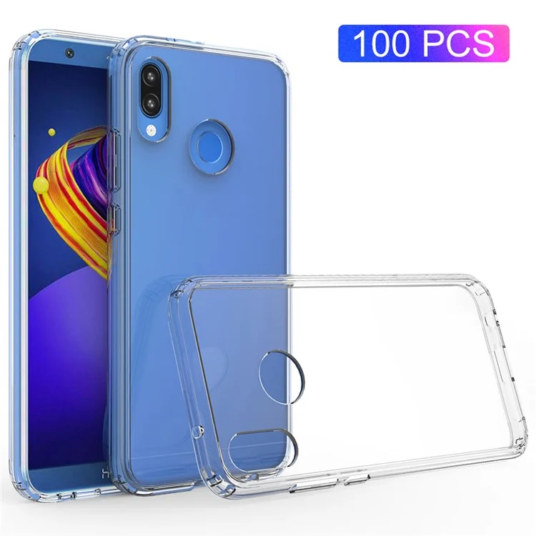 100Pcs/Set Clear Acrylic Back + TPU Edges Hybrid Case for Huawei P20 Lite / Nova 3e - Transparent