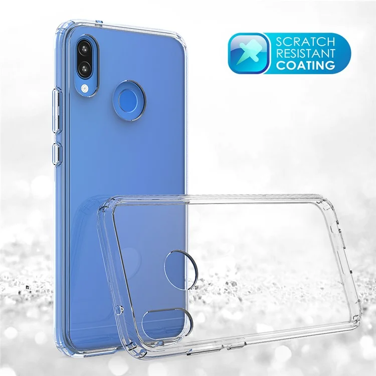 100Pcs/Set Clear Acrylic Back + TPU Edges Hybrid Case for Huawei P20 Lite / Nova 3e - Transparent