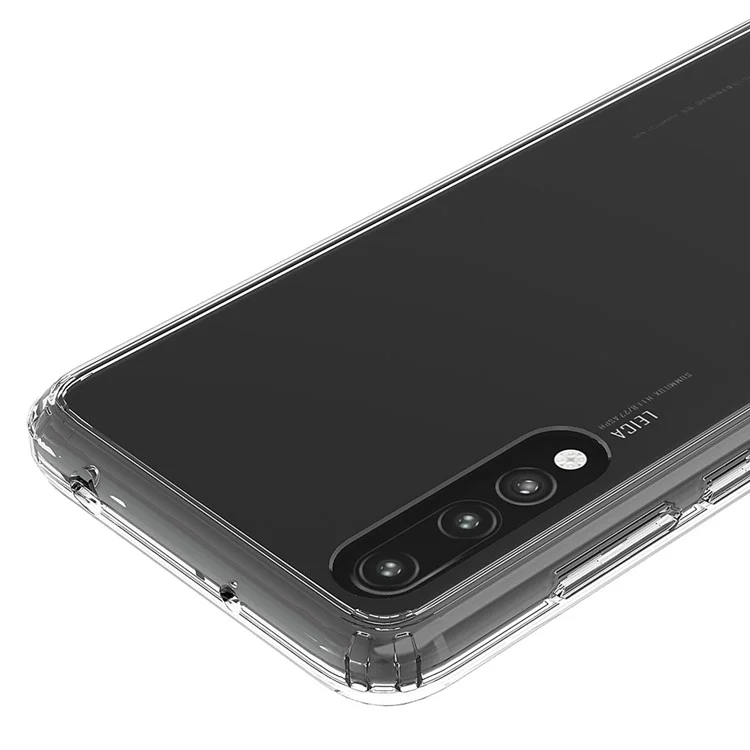 100Pcs/Lot for Huawei P20 Pro Drop-resistant Clear Acrylic + TPU Hybrid Back Cases - Transparent
