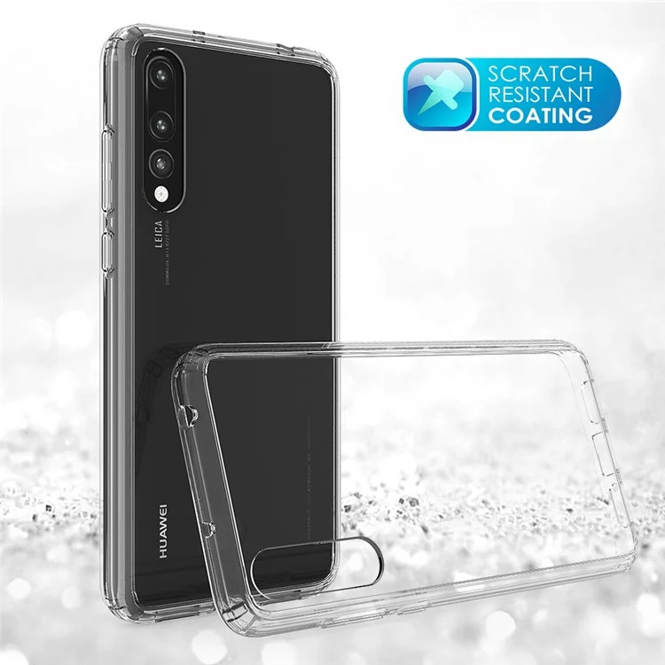 100Pcs/Lot for Huawei P20 Pro Drop-resistant Clear Acrylic + TPU Hybrid Back Cases - Transparent