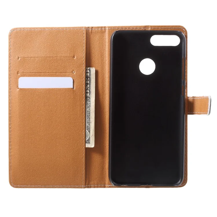 Pattern Printing PU Leather Wallet Stand Phone Case for Huawei Honor 9 Lite/9 Youth Edition - Wolf Howling at Full Moon Night