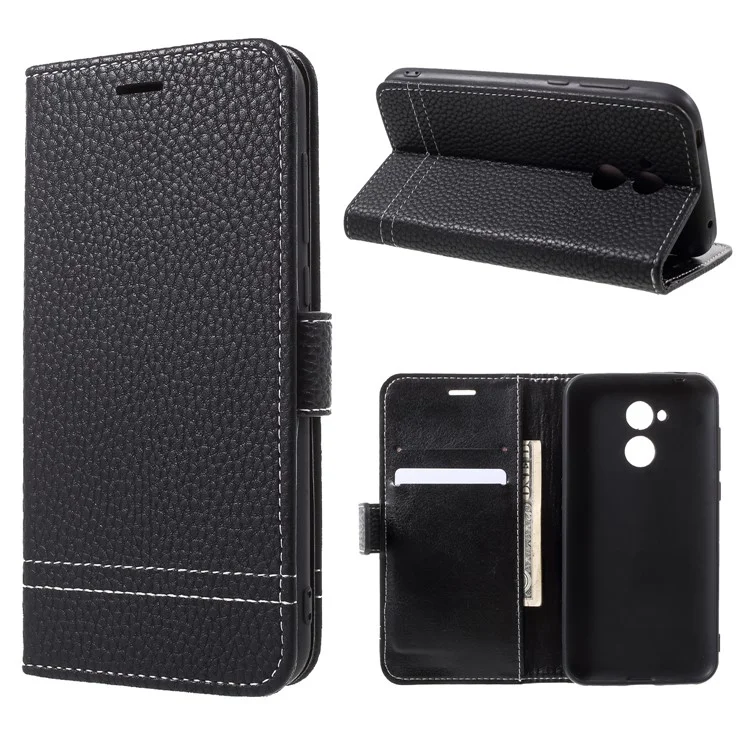 Litchi Texture Wallet Stand Leather Case for Huawei Honor Honor 6A / Honor 5C pro - Black