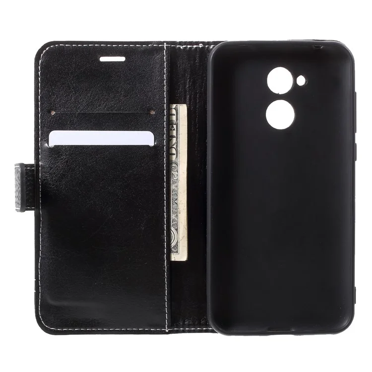 Litchi Texture Wallet Stand Leather Case for Huawei Honor Honor 6A / Honor 5C pro - Black