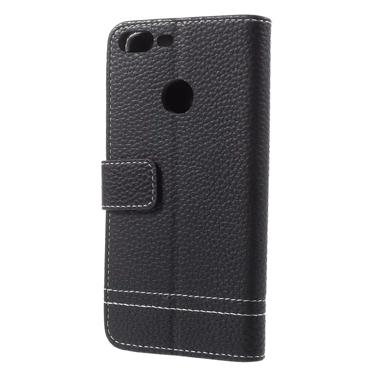 Litchi Texture PU Leather Protection Phone Case for Huawei Honor 9 Lite / Youth Edition - Black