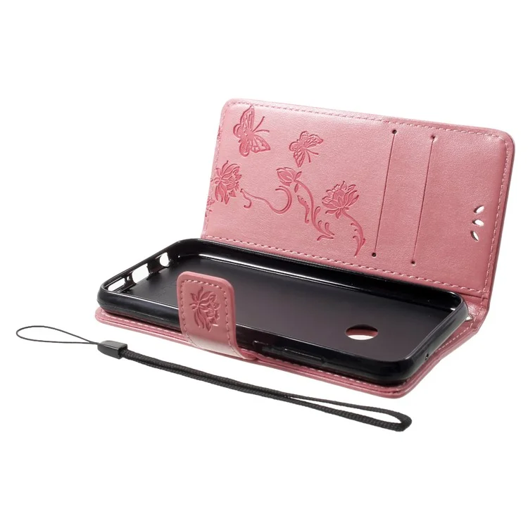 Imprint Butterfly Flower Folio Flip PU / Nova 3e - Розовый