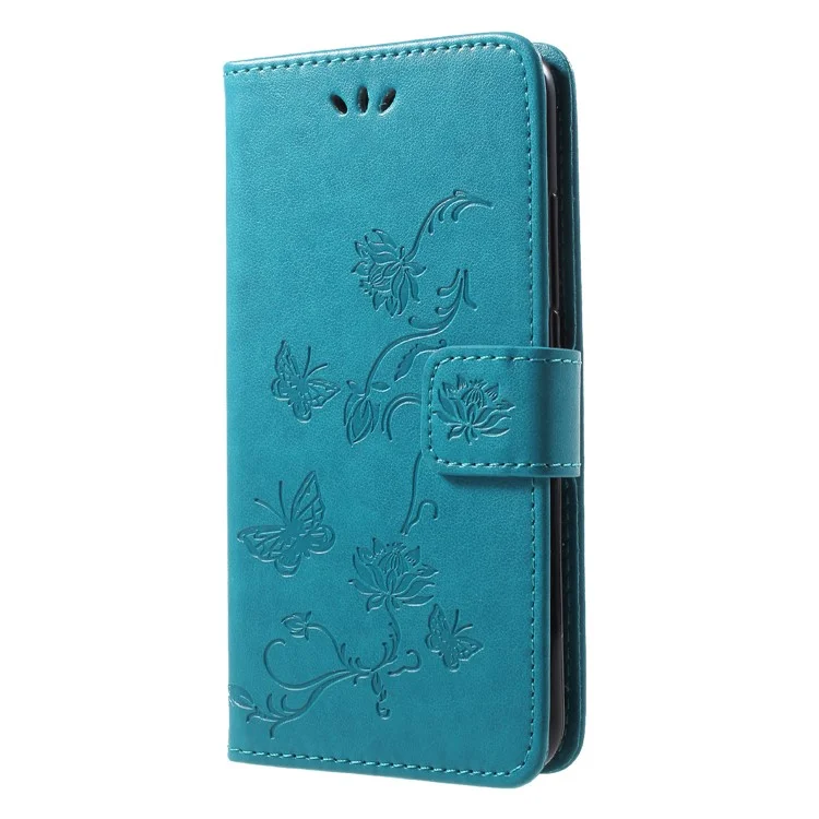 Impressão Butterfly Flower Helder Cheather Phone Casting Para Huawei P20 Lite / Nova 3e - Azul