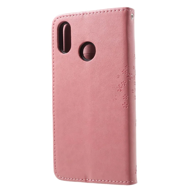 Imprint Tree Owl Pattern Stand Leather Magnetic Wallet Cover Case for Huawei P20 Lite / Nova 3e - Pink