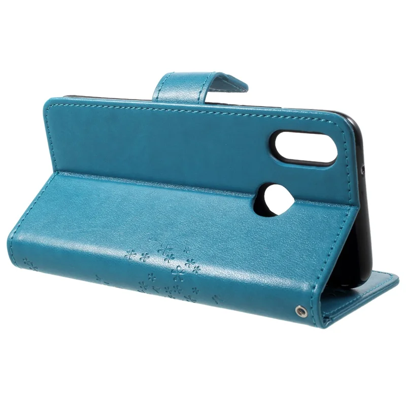 Imprint Tree Owl Pattern PU Leather Wallet Stand Phone Cover for Huawei P20 Lite / Nova 3e - Blue