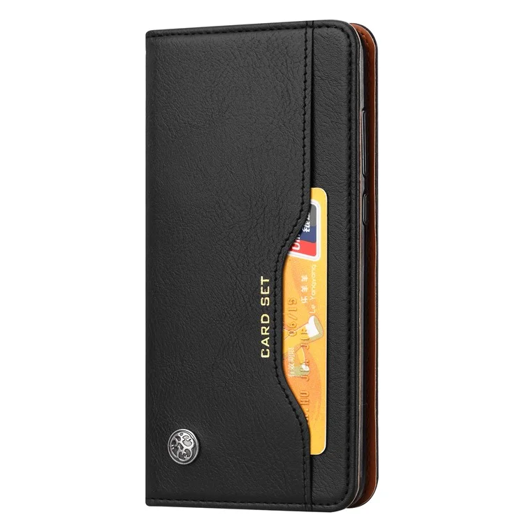 Auto-absorbed Leather Wallet Stand Case for Huawei P20 - Black