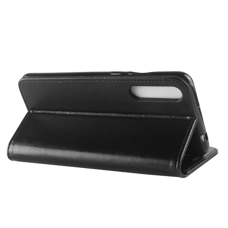 For Huawei P20 Pro Crazy Horse PU Leather Wallet Stand Case - Black