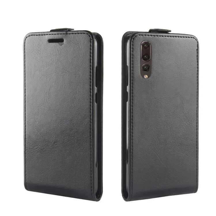 Crazy Horse Crazy Horse Vertical Leather Card Holder Case for Huawei P20 - Black