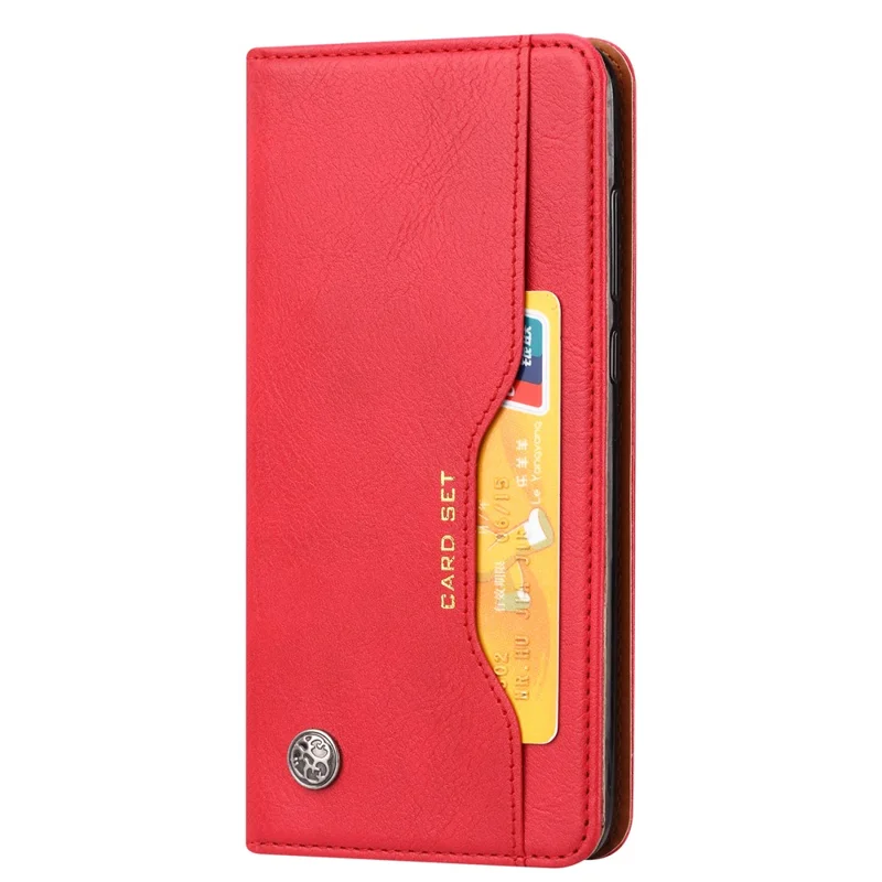 Auto-absorbed Leather Wallet Cell Phone Cover for Huawei P20 Pro - Red